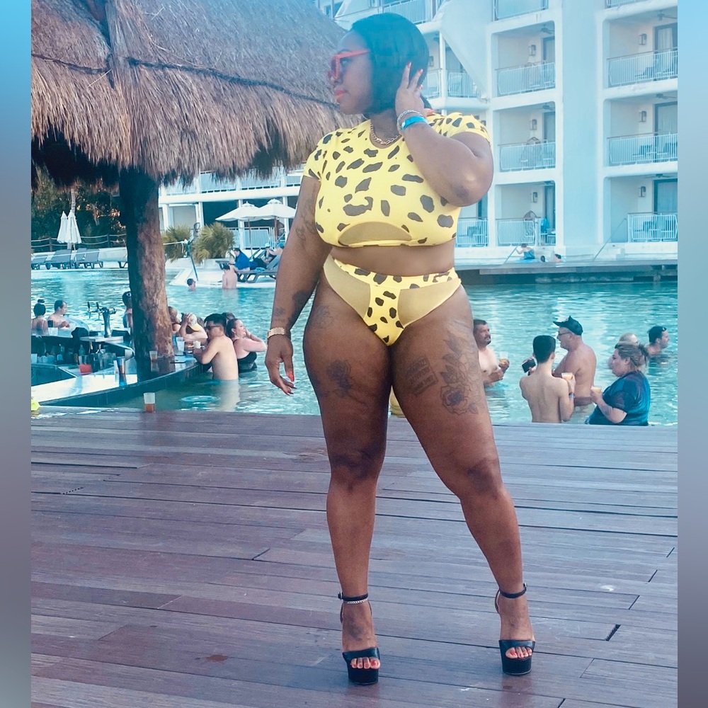 ICON SWIM Yellow and Black Leopard Print Two-Piece Set